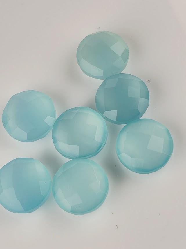 Aqua Chalcedony Oval Gemstone 12x6mm, Loose Faceted Checkerboard Cut Stone for Wire Wrapping, Bezel Setting & Jewelry Making Supply
