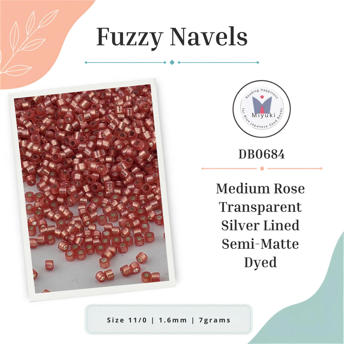 a collection of red beads, specifically Medium Rose transparent beads, arranged in a semi-matte, semi-matte, and semi-matte dyed form. The beads are displayed in various sizes, ranging from 11/0 to 1.6mm, and 7gains.