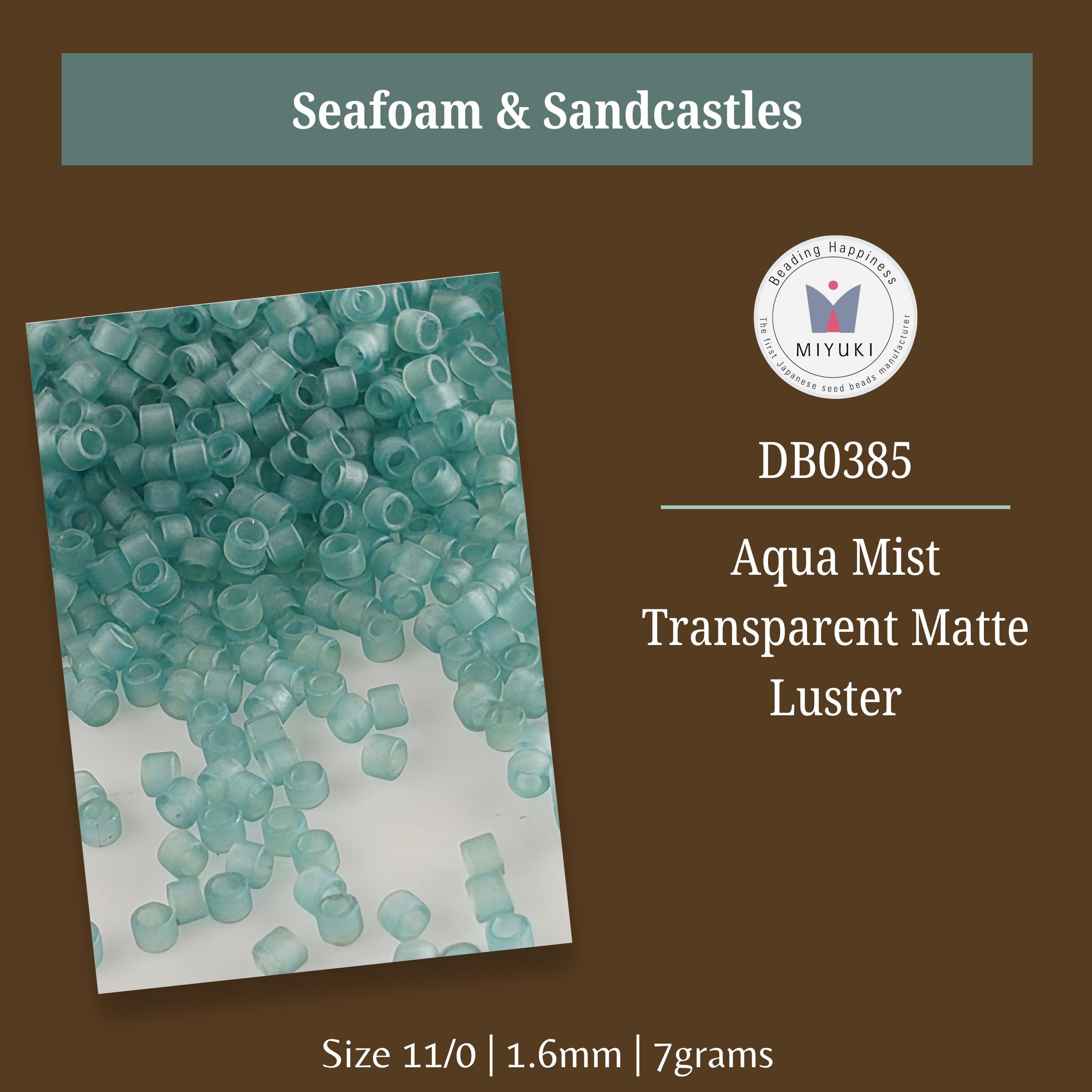 a collection of small, clear, blue-green beads or grains, possibly used for crafting or decoration purposes.