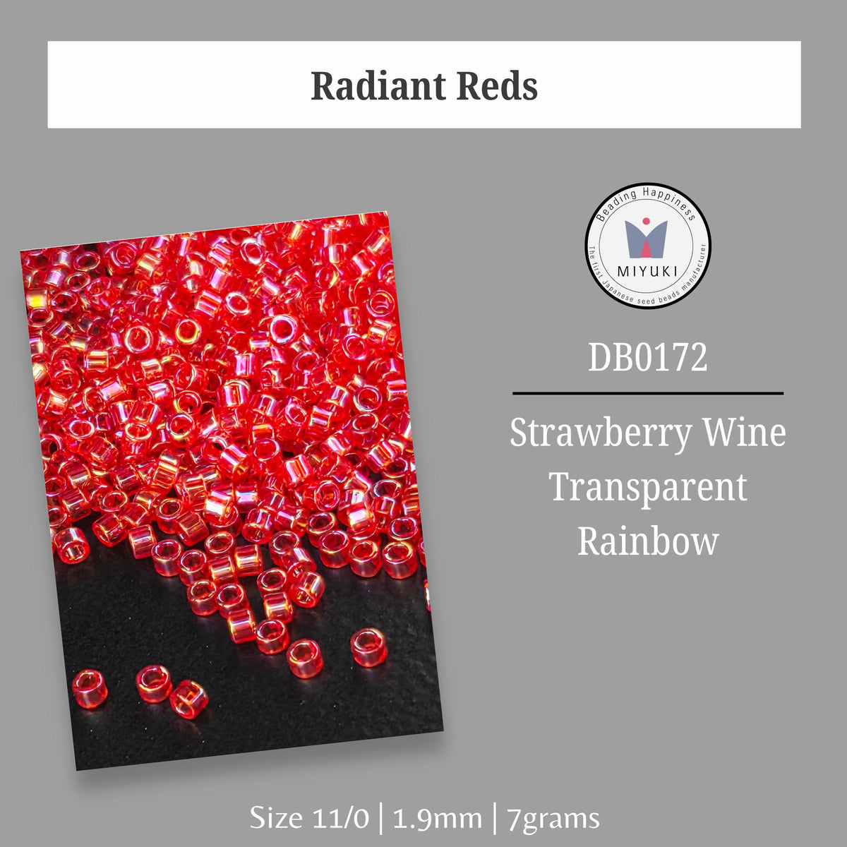 a collection of red beads, specifically radiant reds, scattered across a black background.