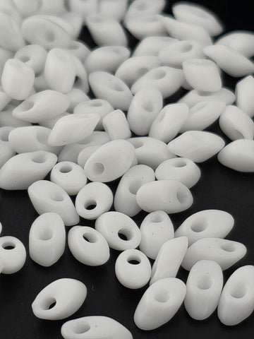 Miyuki Long Magatama White O Size 4x7mm 15g pkg