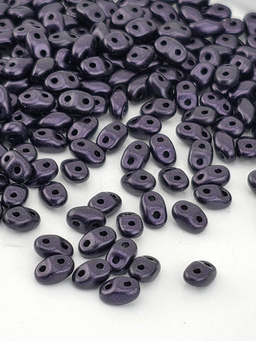 Japanese Seed Beads, Metallic Suede Dark Purple 2 Hole Beads | Glass Bead Weaving Supply | MiniDuo 4x2mm Peyote Brick Stitch
