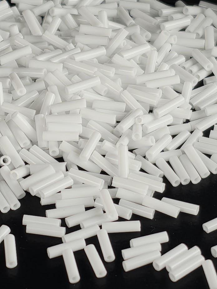 Miyuki Bugles 6MM White, Glass Bead Tubes - Jewelry Making Kit | Crafting Supply (15g)