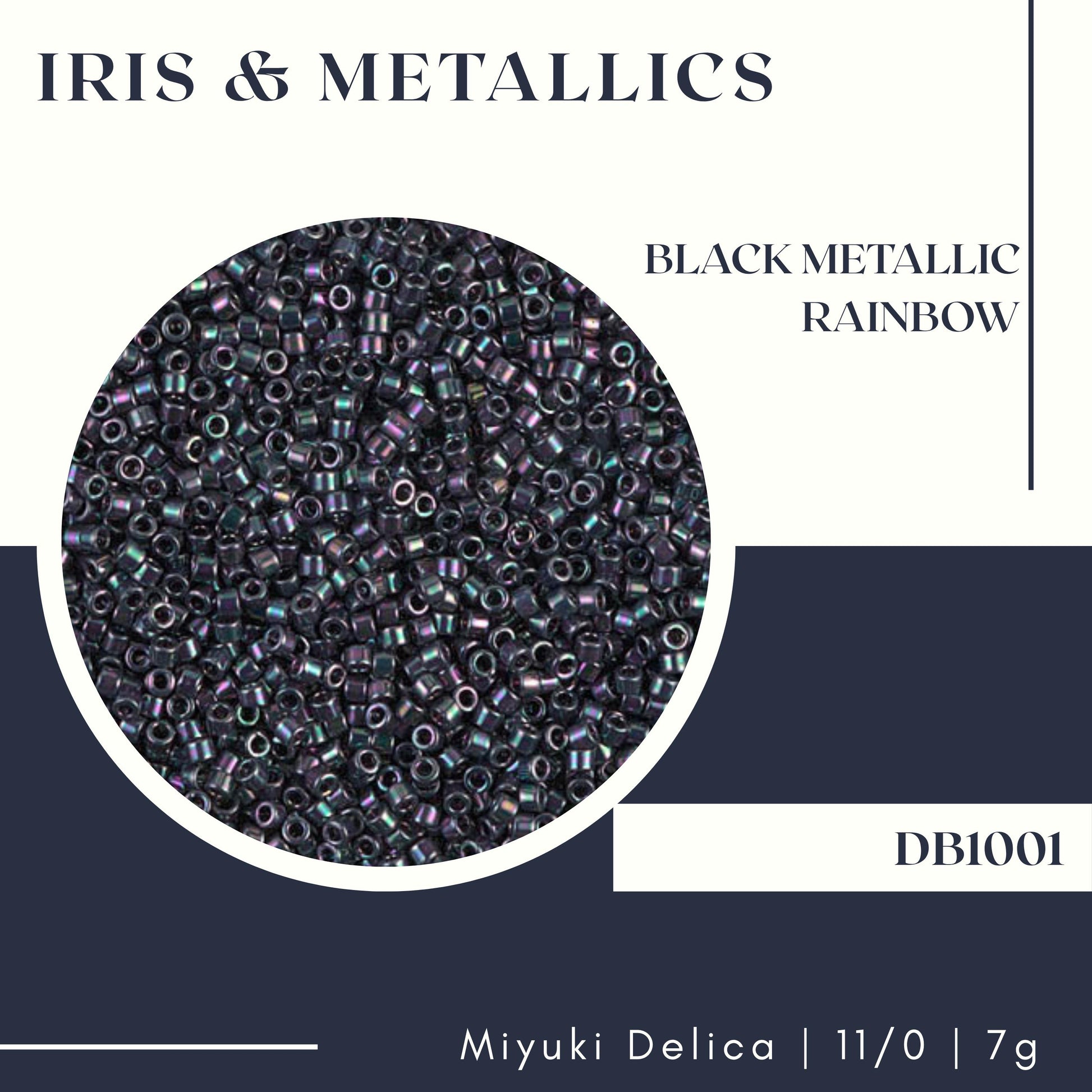 The image is a collage of multiple images, including a close-up of a circular arrangement of black metallic beads and a description of the beads.