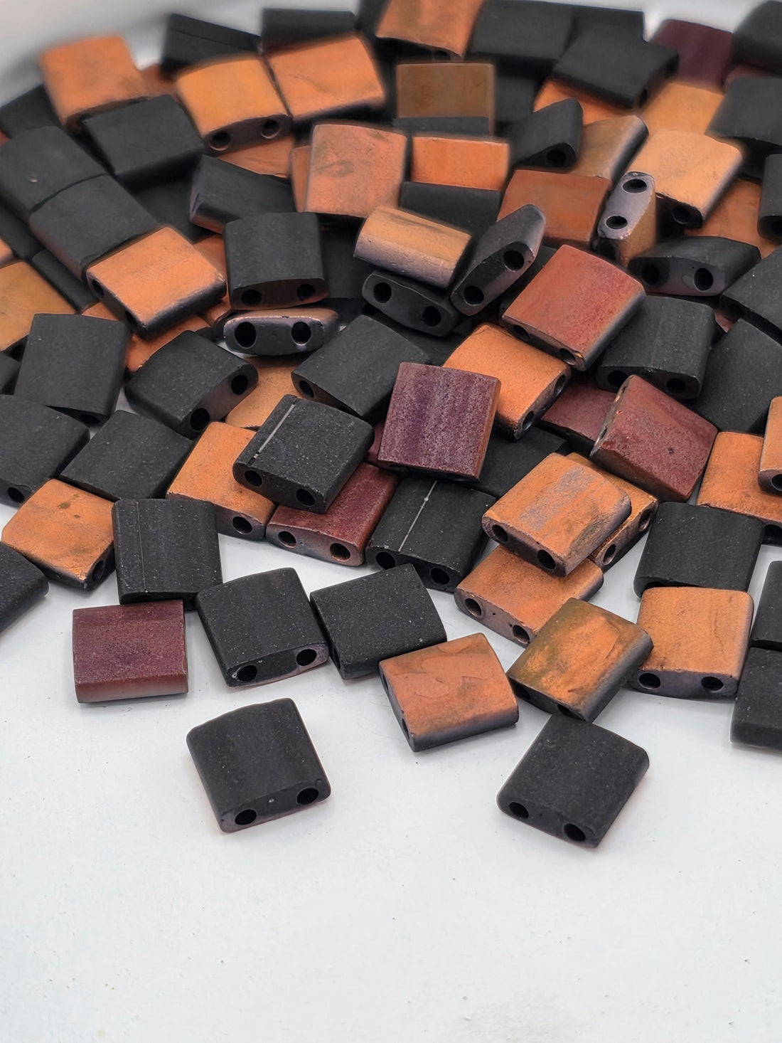 Miyuki Tila Beads | TL4562 Sunset Matte Black Tiles | Two-Hole Glass Seed, Jewelry Weaving
