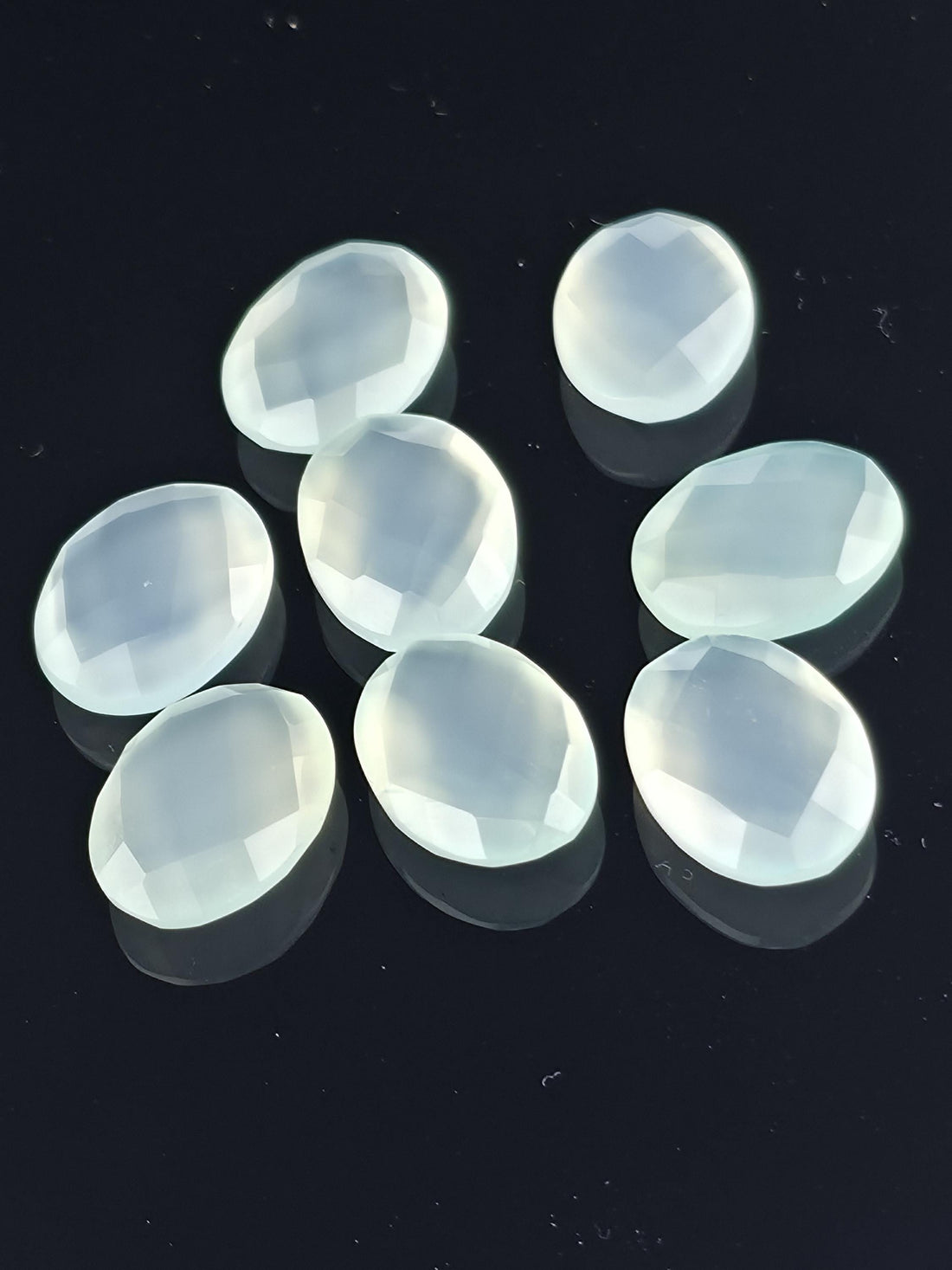 Aqua Chalcedony Gemstone Wire Wrapping Bezel Setting Gem Jewelry Making Supply Loose Double Sided Checkerboard Facet Cut Stone Oval 16x12mm
