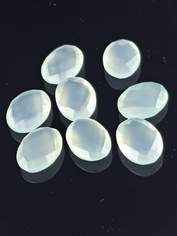Aqua Chalcedony Gemstone Wire Wrapping Bezel Setting Gem Jewelry Making Supply Loose Double Sided Checkerboard Facet Cut Stone Oval 16x12mm
