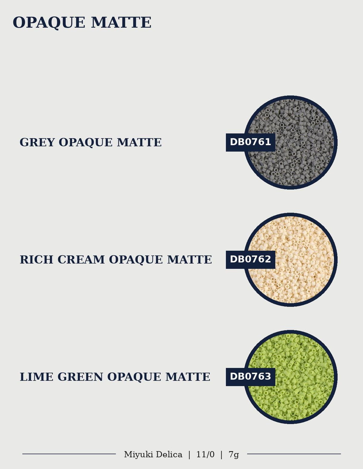 The image is a collection of three different colored opaque matte samples, each with a label indicating the color and the brand.