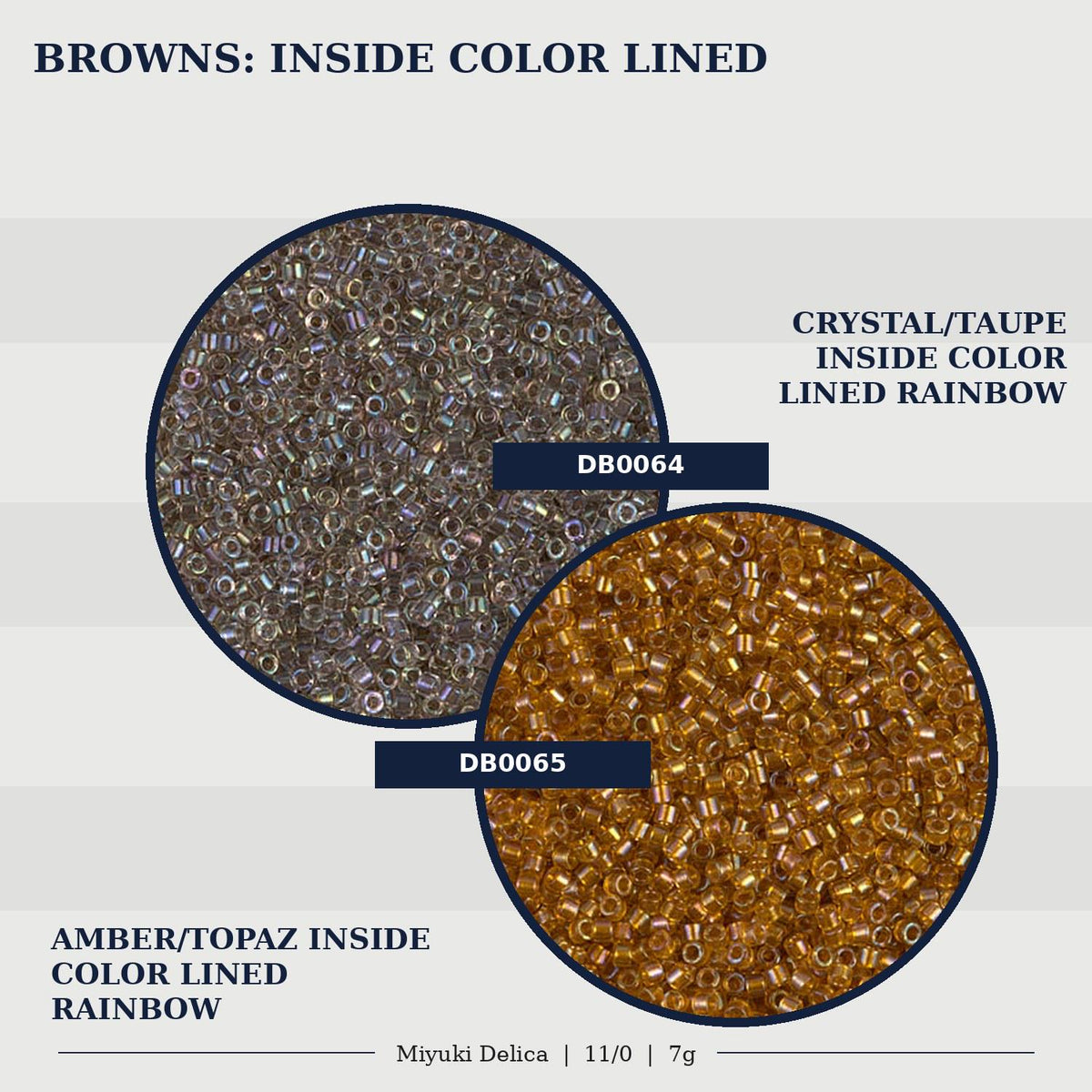 two different colored beads, one brown and one silver, arranged in a circular pattern.