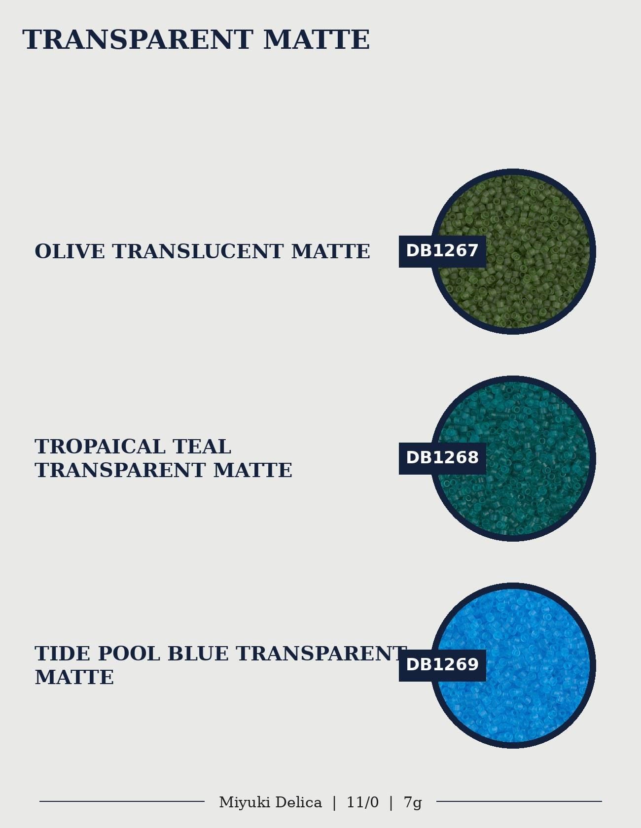 three different colored transparent mats, each with a unique color: olive green, teal blue, and blue.