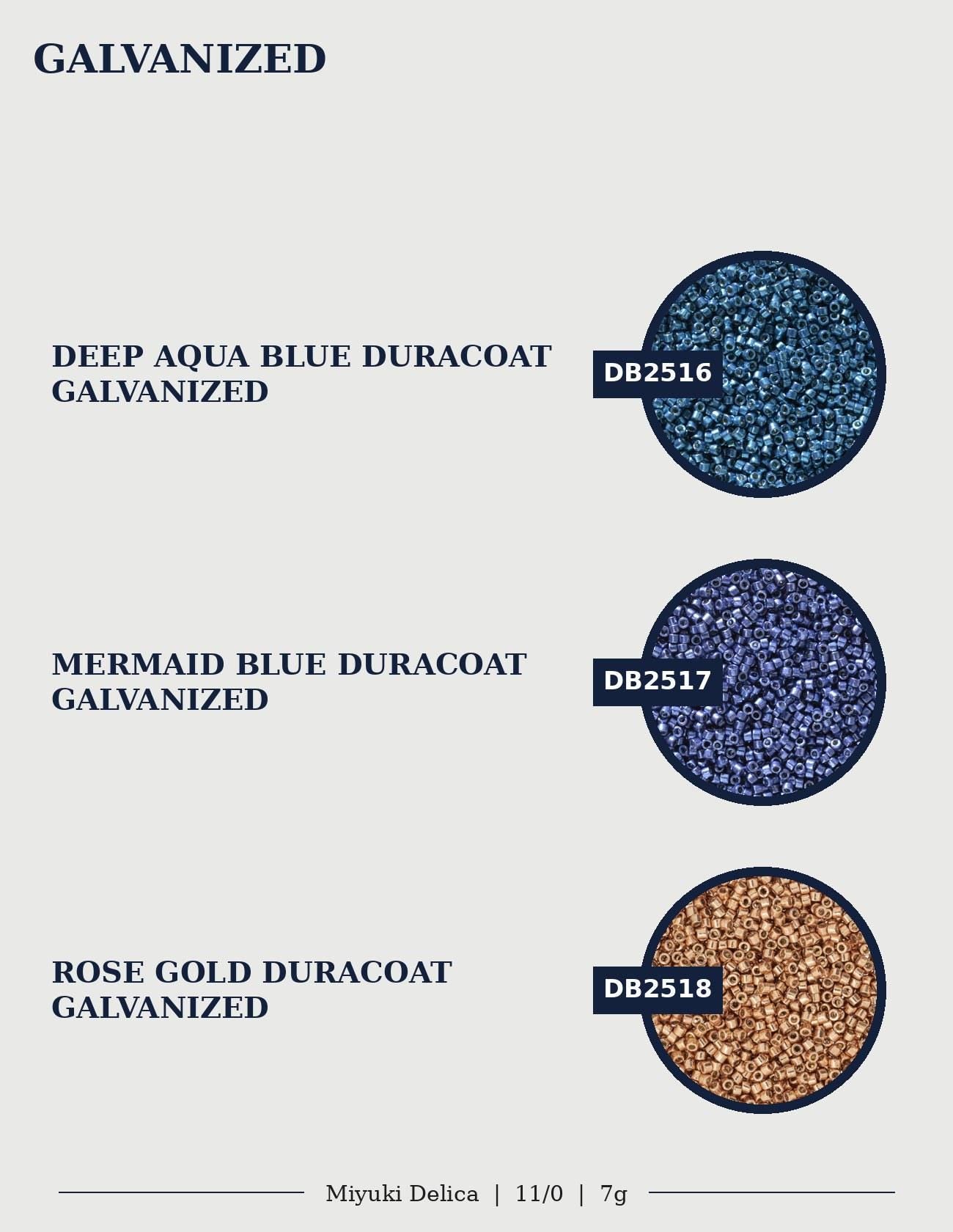 three different types of materials, each with a distinct color and size, and they are labeled as "GALVANIZED".
