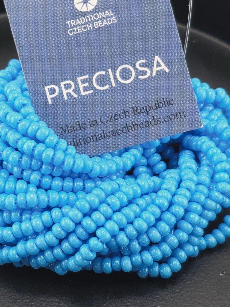 Round Preciosa half-hank Bead Set, Blue Turquoise Matte DIY Jewelry Supply | Seed Bead Collection | 8/0 Size