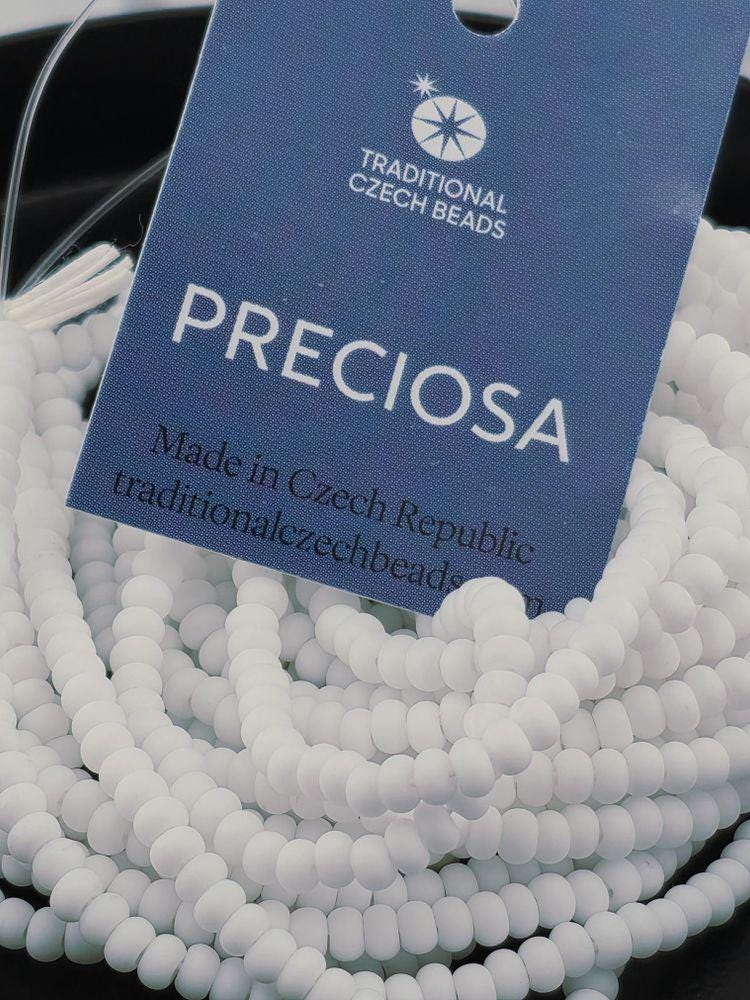 Round Preciosa half-hank Bead Set, Seed Bead Collection | DIY Jewelry Supply | Alabaster, Chalk Matte, Chalk, Iris Finishes