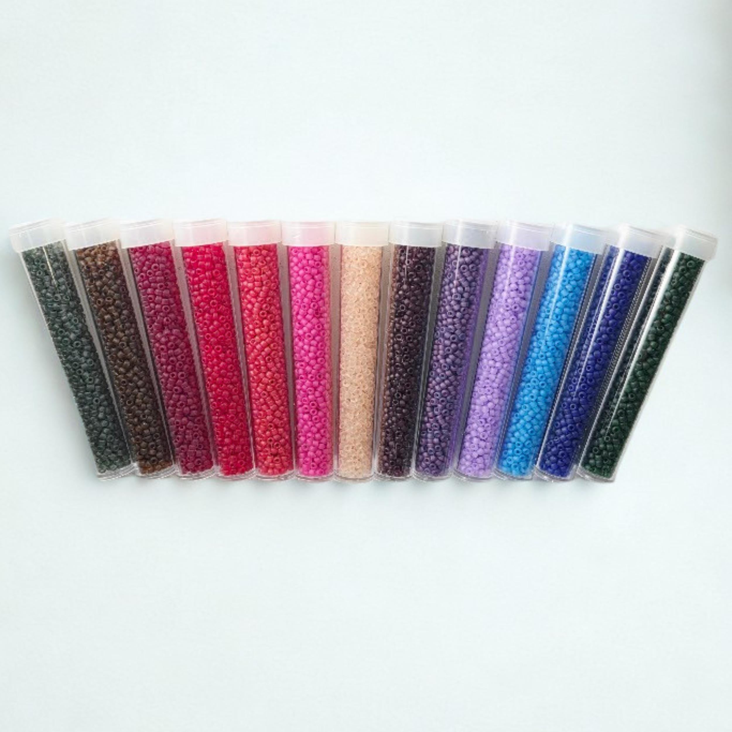 Matsuno Seed Bead Set, Translucent Matte DIY Jewelry Supply | 14 Colors | 8.5g