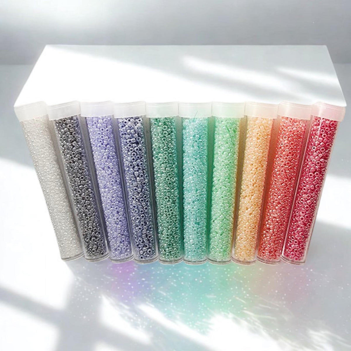 Matsuno Seed Bead Set, Pastel DIY Jewelry Supply | 10 Opaque Colors | 11/0 Size