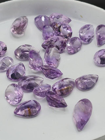 Amethyst Lot 47.5 Carats, 8-12mm Loose Faceted Purple Amethyst Parcel Mixed Shapes, Natural February Birthstone Destash Jewelry Supply