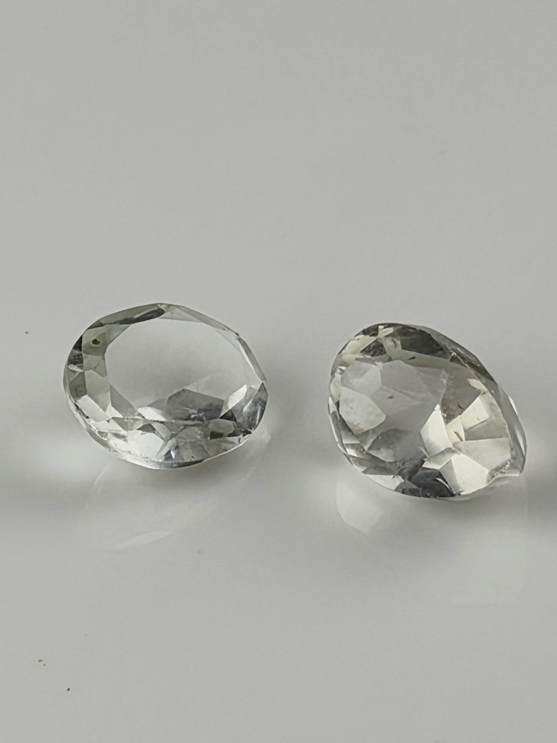Clear Quartz Lot 7 Carats, 2 Loose Faceted Colorless Gemstones Rock Crystal, Natural Destash Jewelry Making Supply