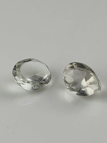 Clear Quartz Lot 7 Carats, 2 Loose Faceted Colorless Gemstones Rock Crystal, Natural Destash Jewelry Making Supply