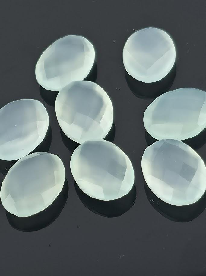 Seafoam Mint Faceted Oval Lot ~23 Stones, 16x12mm, Double Sided Loose Gemstones for Wire Wrapping Bezel Setting, Destash Supply