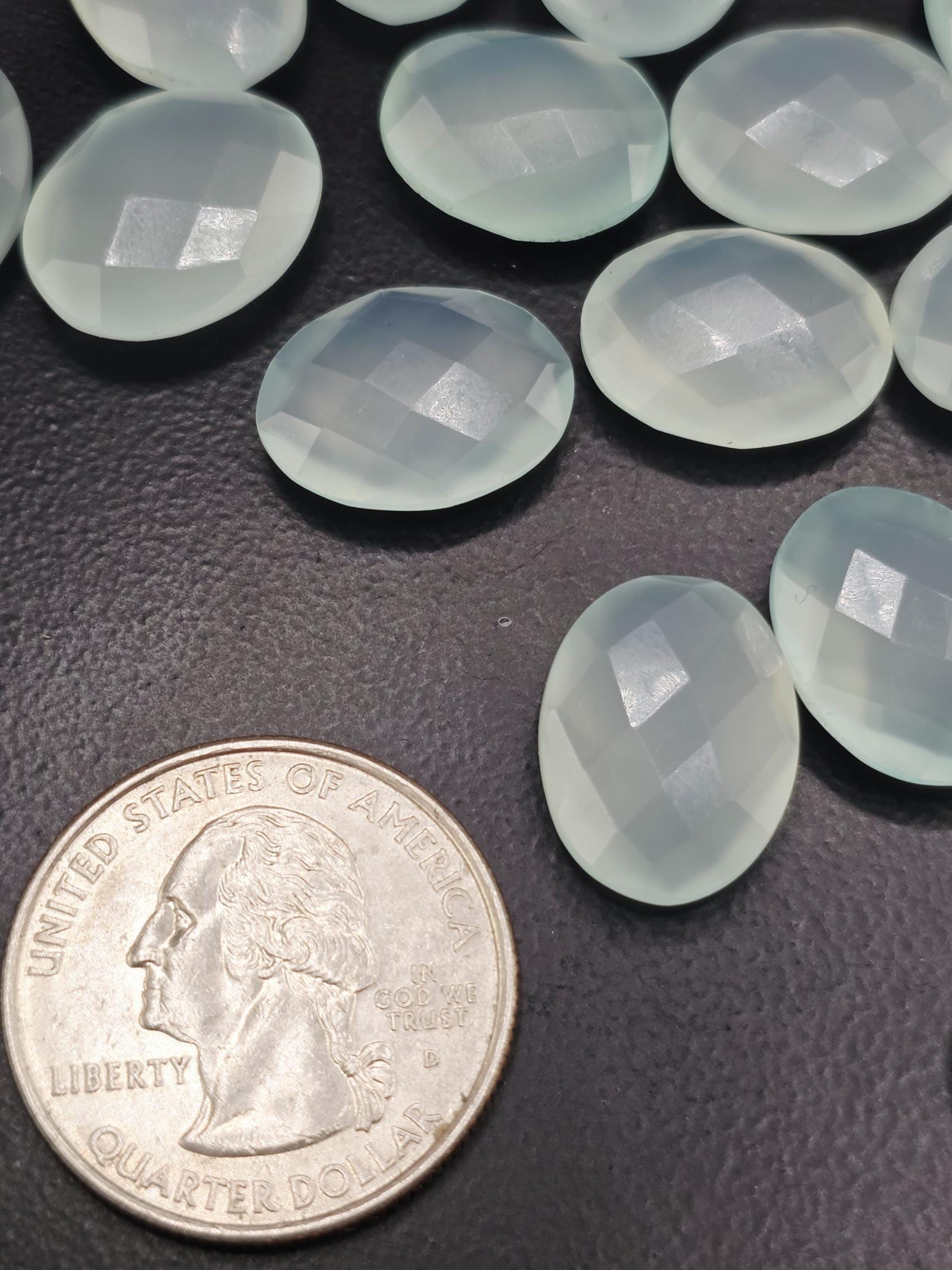 Seafoam Mint Faceted Oval Lot ~23 Stones, 16x12mm, Double Sided Loose Gemstones for Wire Wrapping Bezel Setting, Destash Supply
