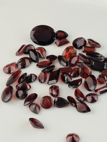 Garnet Lot 44 Carats, Loose Faceted Red Garnet Parcel Mixed Shapes, Natural January Birthstone Destash Jewelry Supply