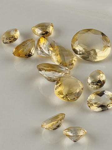 Lemon Citrine Quartz Lot 21 Carats, Loose Faceted Yellow Parcel Mixed Shapes, Natural Gemstone Destash Jewelry Supply
