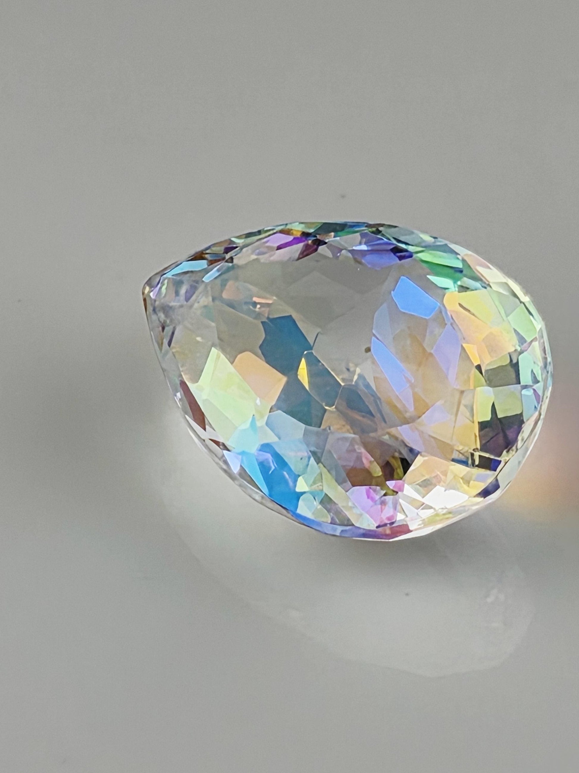 Mystic Coated Quartz 30ct Large Faceted Pear, Rainbow Aurora AB Statement Gemstone for Pendant, Destash Jewelry Supply