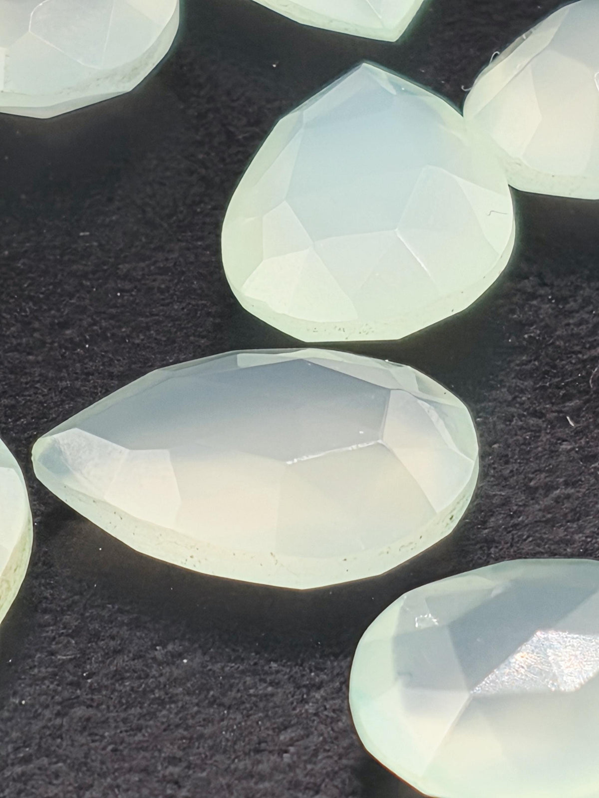 Seafoam Mint Faceted Pear Lot ~24 Stones, 13x9mm, Double Sided Loose Teardrop Gemstones Wire Wrapping Bezel Setting, Destash Supply