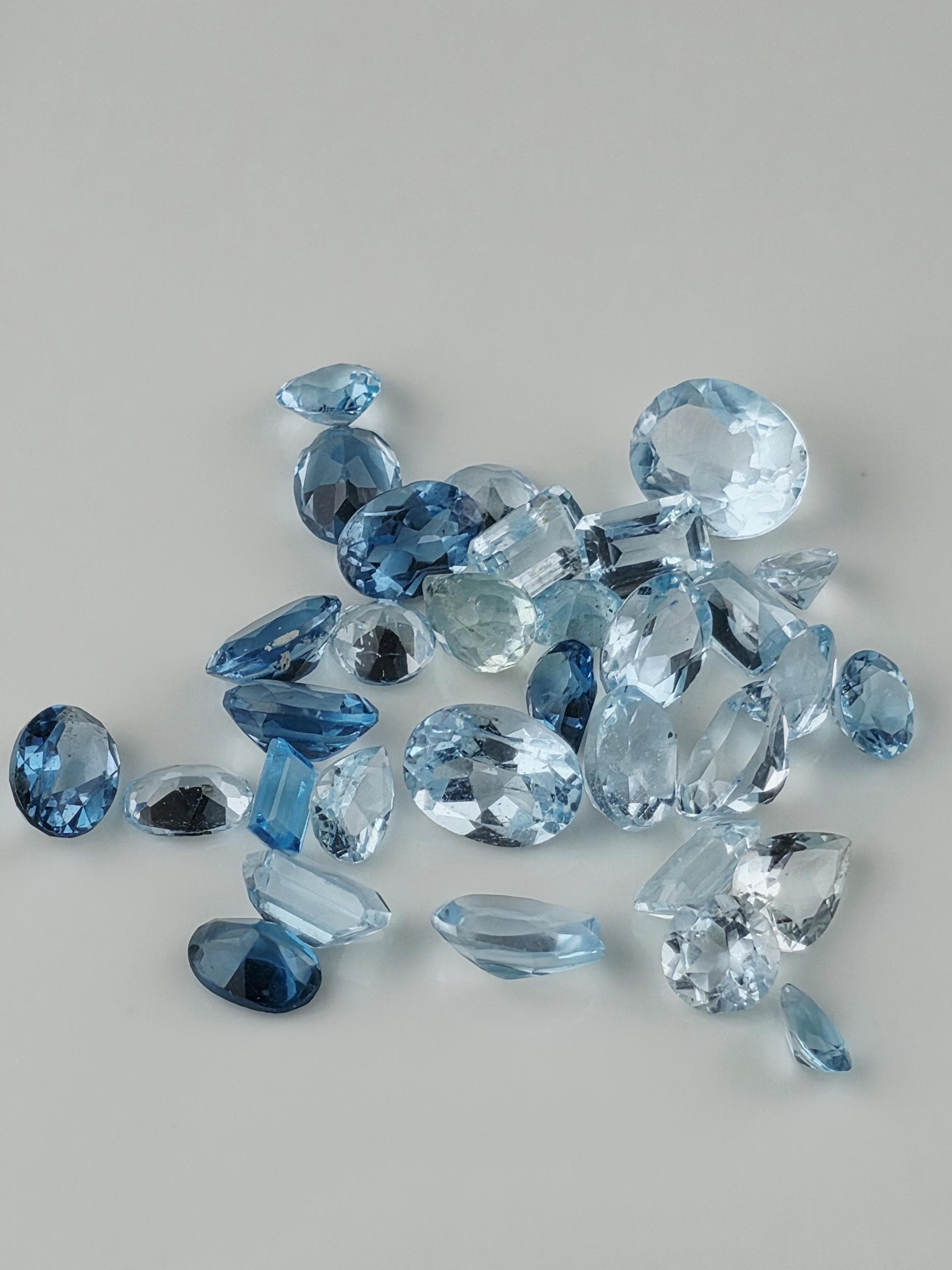 Blue Topaz Lot 23 Carats, Loose Faceted Blue Parcel Mixed Shapes, Natural December Birthstone Destash Jewelry Supply