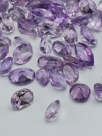 Amethyst Lot 35 Carats, 3-8mm Loose Faceted Purple Amethyst Parcel Mixed Shapes, Natural February Birthstone Destash Jewelry Supply