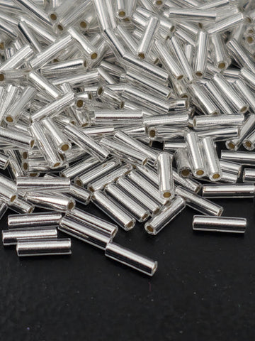 Miyuki Bugles 6mm, Crystal Translucent Silver Lined Beads | Precision Cut | Subtle Sparkle Finish