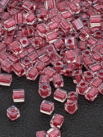 Miyuki Crystal Cube Beads: Rose Lined Sparkle, 3mm, 15g