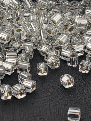 Sparkling Miyuki Cube Beads - Silver Core, Tiny 3mm, 15g