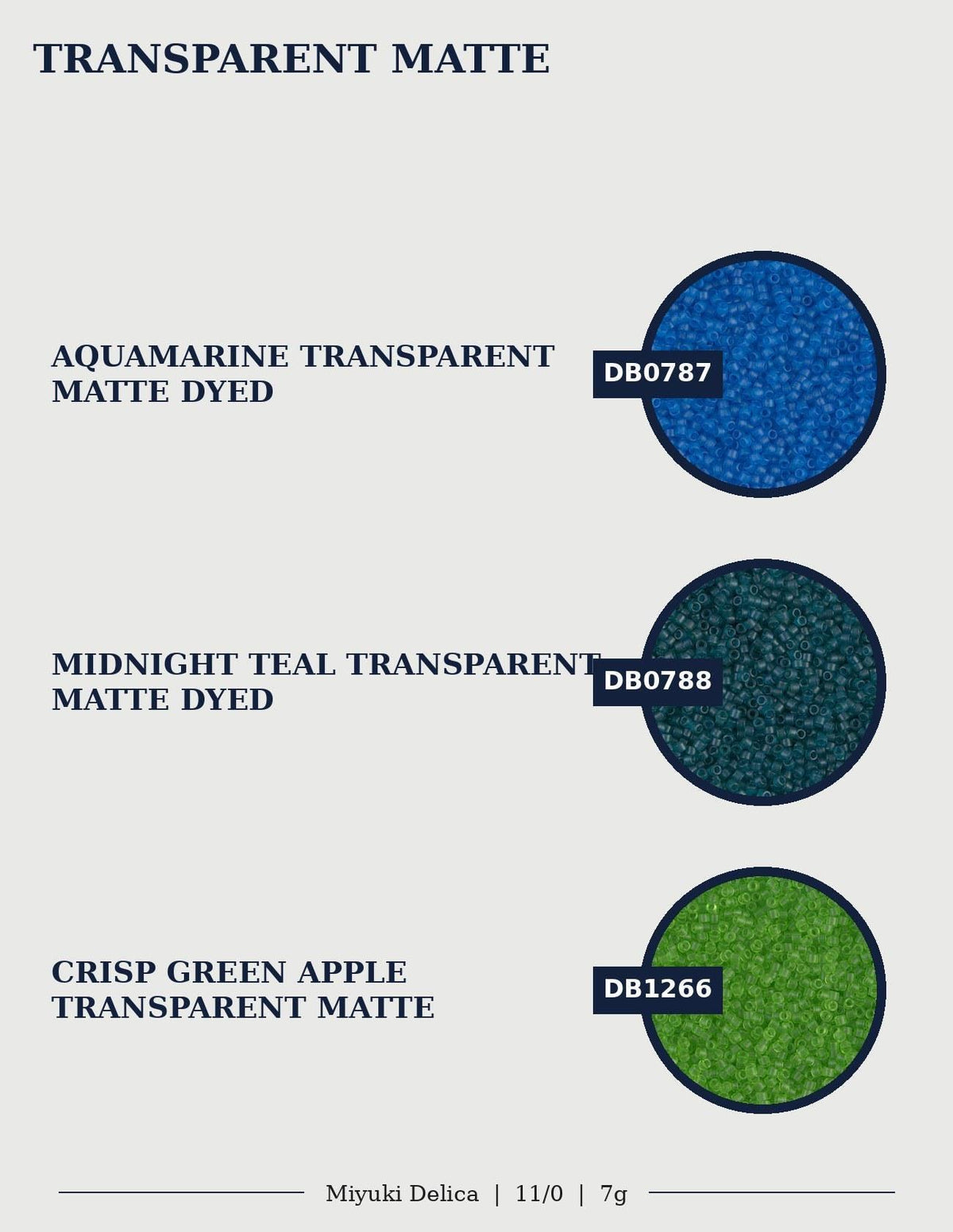 Miyuki Delica Size 11/0 Seed Beads, Choose Your Color | Japanese Glass | Transparent Matte