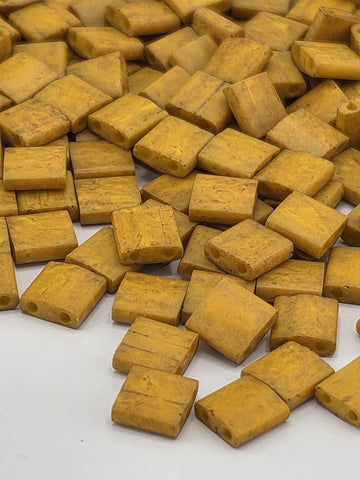 Miyuki Tila Beads, Honey Mustard Matte Opaque - Two Hole Glass | 5Mm Japanese Seed Crafting