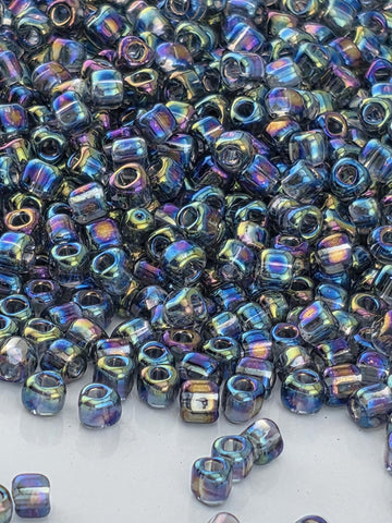Miyuki Triangle Beads, Smoky Grey Translucent Rainbow | 10/0 | 15g Pack
