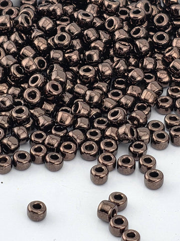 Opaque Iris Beads, Dark Bronze Round Seed Beads | Japanese Glass | 3mm 15 Gram Pack