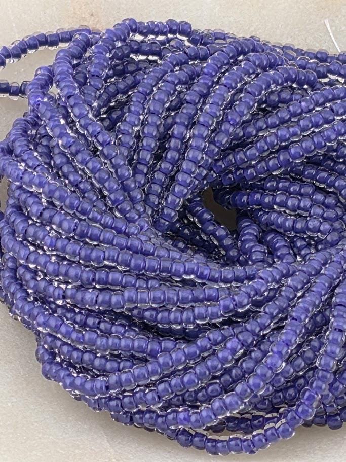Transparent Terra Intensive Crystal Lined Violet | Size 8 | Half-Hank (12" 6-String) | Preciosa-Ornela Glass Seed Beads