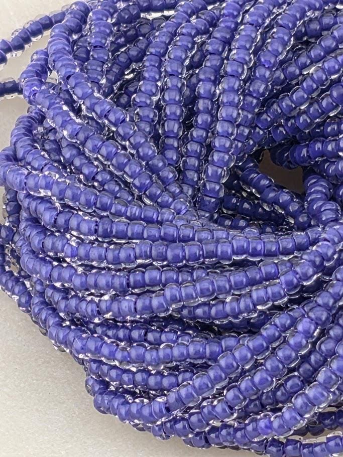 Transparent Terra Intensive Crystal Lined Violet | Size 8 | Half-Hank (12" 6-String) | Preciosa-Ornela Glass Seed Beads