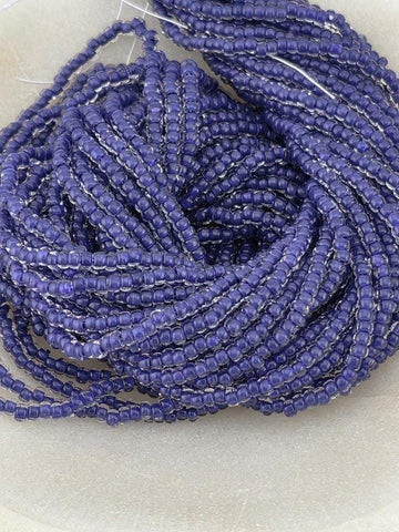 Transparent Terra Intensive Crystal Lined Violet | Size 8 | Half-Hank (12" 6-String) | Preciosa-Ornela Glass Seed Beads