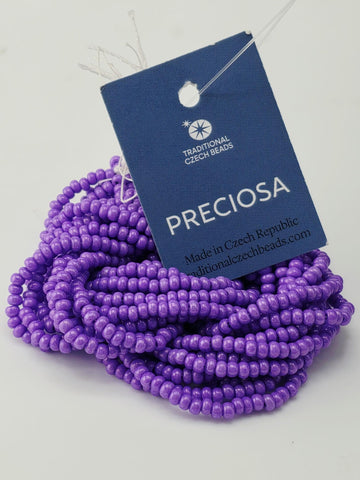 Violet Died Terra | Size 8 | Half-Hank (12" 6-String) | Preciosa-Ornela Glass Seed Beads