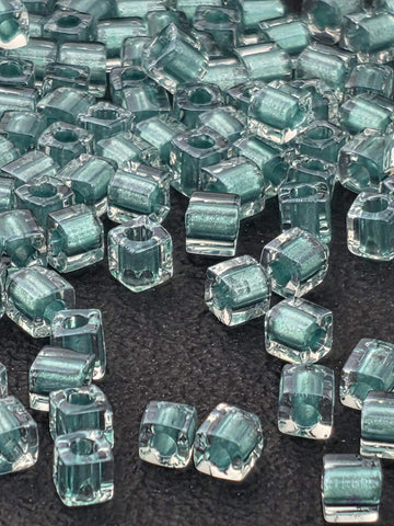 Miyuki Crystal Cube Beads, Aqua Lined Sparkle (3mm, 15g Pack) | Japanese Seed Beads | Bead Weaving Embroidery Supply | DIY Jewelry