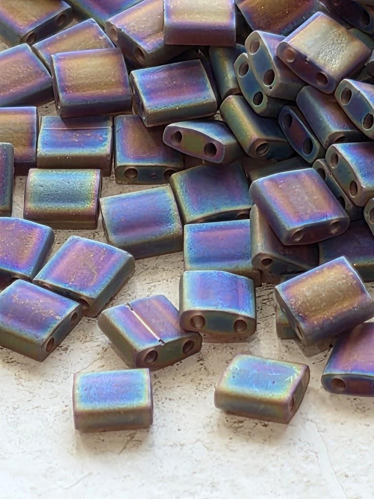 Miyuki Tila Beads, Plum Translucent Matte Rainbow | Full | 7.2g Pack