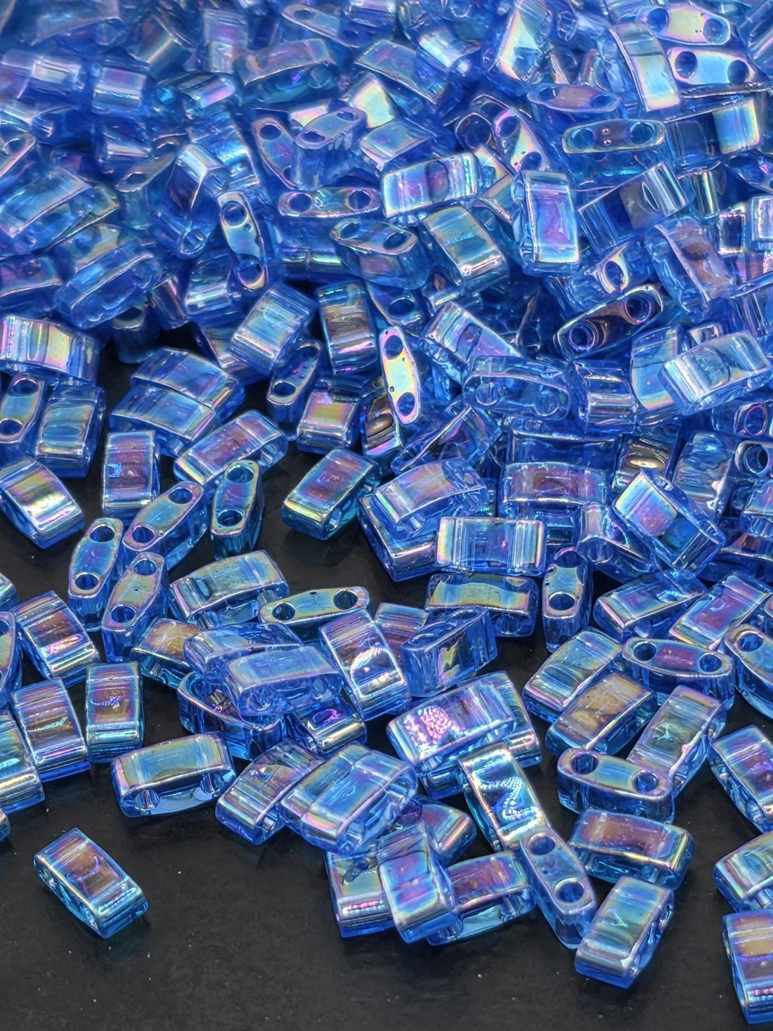 Miyuki Tila Beads, Turquoise Translucent Rainbow | Half | 7.2-7.8g Pack