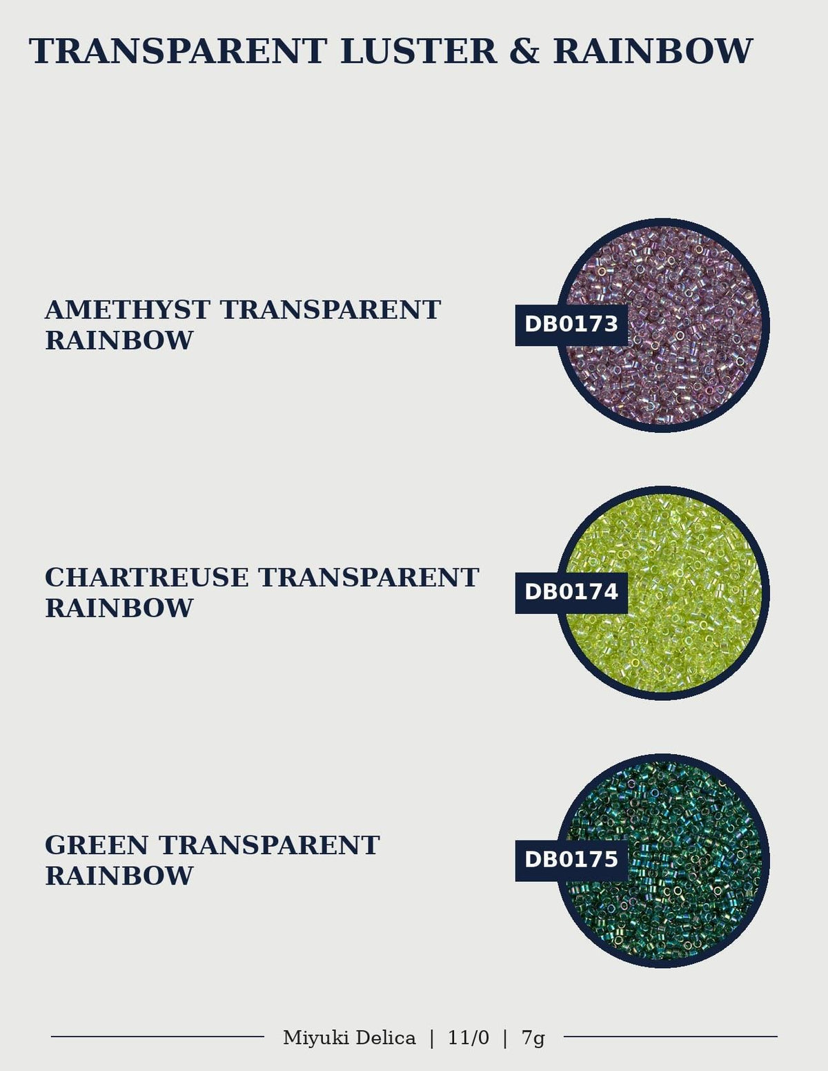 Miyuki Delica Seed Beads Size 11/0, Choose Your Color | Japanese Glass | Transparent Luster & Rainbow
