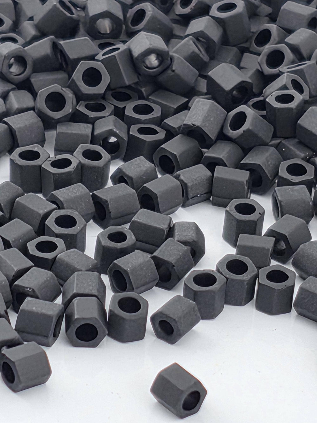 Toho Hex Beads, Opaque-Frosted Jet | 8/0 | 8g Pack