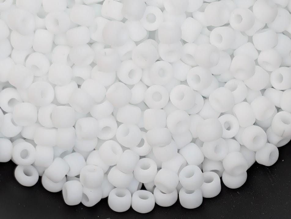 Matsuno Round Beads, Opaque Matte White, #8 Round | 8/0 | 15g Pack