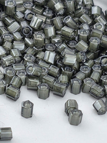 Toho Hex Seed Beads, Inside-Color Black Diamond | White-Lined, 8/0