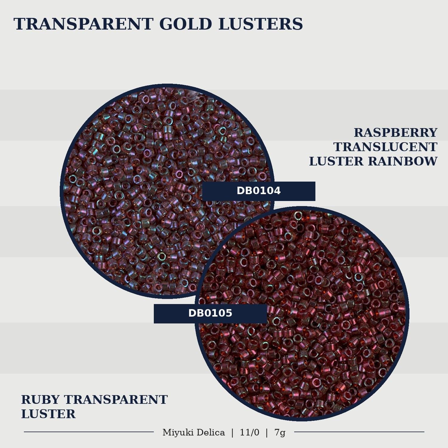 Miyuki Delica Size 11/0 Seed Beads, Transparent Gold Luster | Japanese Glass | Choose Your Color