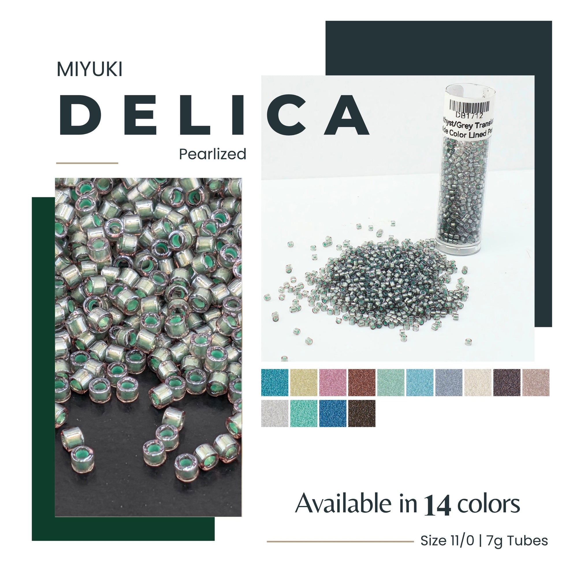Miyuki Delica Size 11/0 Japanese Glass Seed Beads, Pearlized Inside Color Lined | Choose Your Color | DIY Jewelry Supply